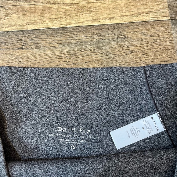 Athleta Charcoal Gray Salutation Stash Pocket II 7/8 Tight Leggings - Picture 2 of 9